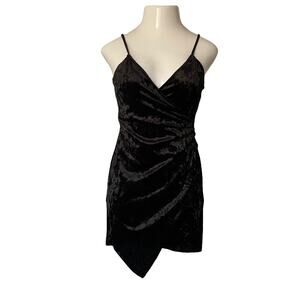 Vintage Leyvas Womens Size M Black Crushed Velvet Y2K Mini Dress